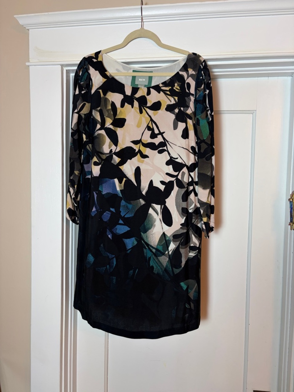 Maeve Black, Blue, Teal & Cream Botanical-Print Midi Dress